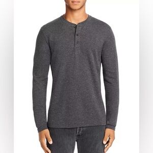 Billy Reid Men's XL Long Sleeve Henley - Charcoal Gray (100% Cotton)